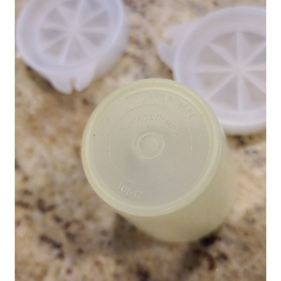 3 Tupperware Containers Midget Mini Yellow Sheer with Lids 101-17 21 25 Vintage - Picture 7 of 9
